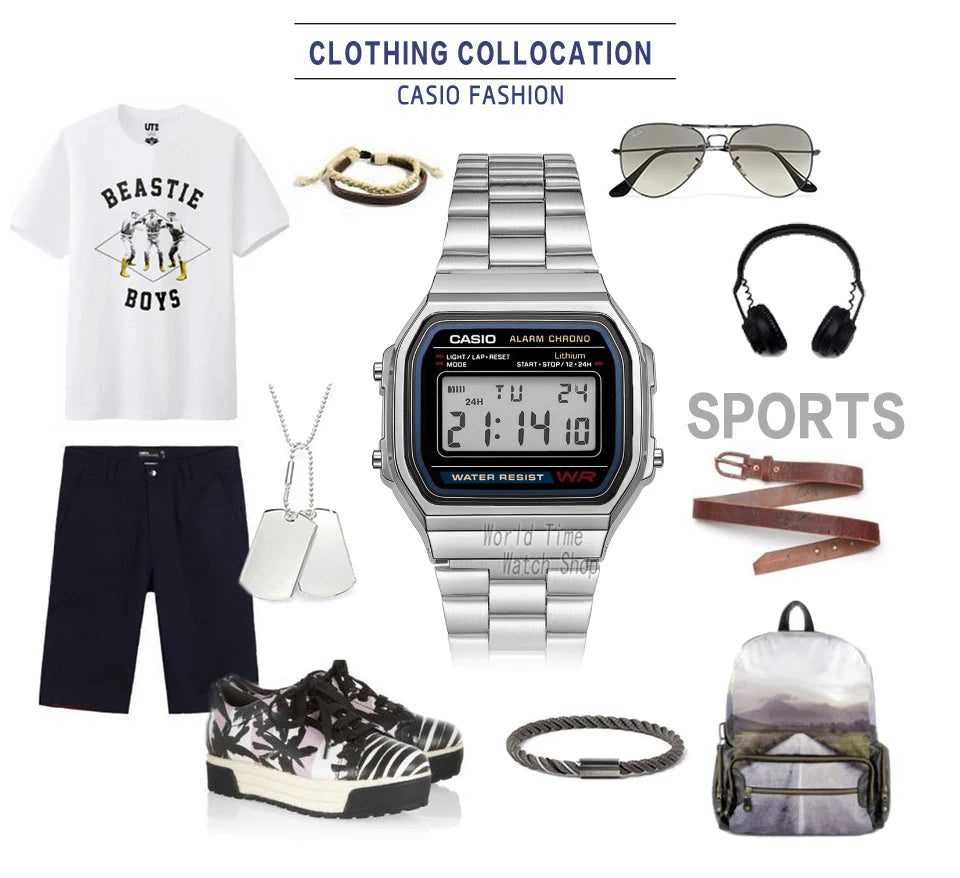 Casio watch silver watch men set brand luxury LED digital Waterproof Quartz men watch Sport military Wrist Watch relogio masculi